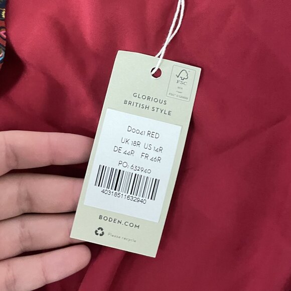 Boden Womens Becky Midi Wrap Dress UK 18R US 14R Red Paisley Floral D0041 NWT - Picture 5 of 14